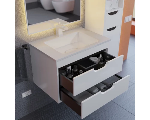 Тумба под раковину для ванной Uperwood Modul (65 см, подвесная, матовая, белая/графит)