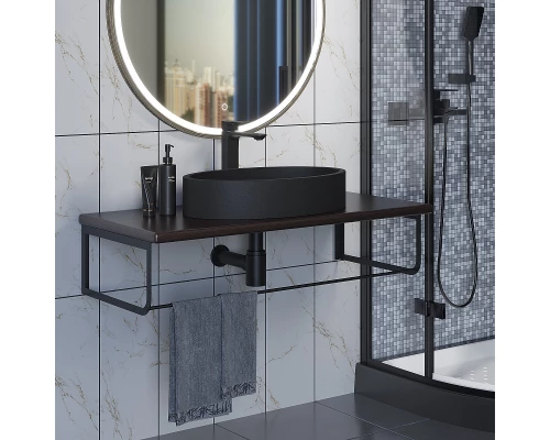 Комплект столешница для ванной Uperwood Tanos (с накладной раковиной Rome и кронштейнами 100 см, бук темный)