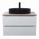 Комплект Тумба со столешницей для ванной Uperwood Tanos (80 см, белая/бук светлый, с накладной раковиной Rome, цвет черный)