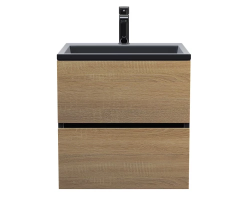 Раковина для ванной полувстраиваемая Uperwood Barsa, 60 см, прямоугольная, черная глянцевая