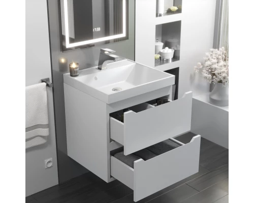 Тумба с раковиной для ванной Uperwood Tanos (50 см, подвесная, матовая, белая)