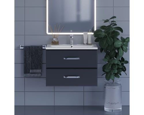 Тумба с раковиной для ванной Uperwood Foster (70 см, подвесная, черная)