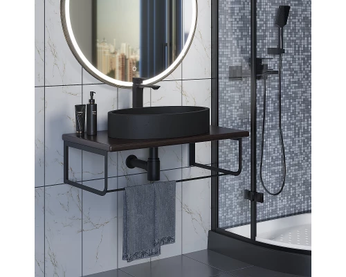 Комплект столешница для ванной Uperwood Tanos (с накладной раковиной Rome и кронштейнами 80 см, бук темный)