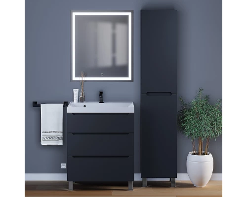 Тумба под раковину для ванной комнаты Uperwood Tanos напольная (70 см, черная, 3 ящика)