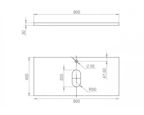 Столешница под раковину для ванной накладная Uperwood Tanos (80 см, накладная, темное дерево)