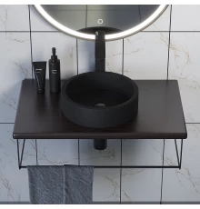 Комплект столешница для ванной Uperwood Tanos (с накладной раковиной Round и кронштейнами 70 см, бук темный)