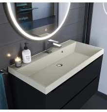 Раковина кварцевая для ванной Uperwood Classic Quartz (90 см, бежевая матовая, лён)