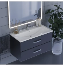 Тумба с раковиной для ванной Uperwood Foster (90 см, подвесная, черная)