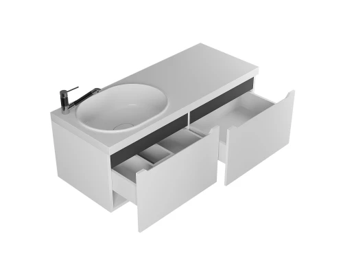 Тумба с раковиной для ванной комнаты Uperwood Tanos-Bruks (120 см, подвесная, левая, белая/графит)