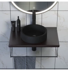 Комплект столешница для ванной Uperwood Tanos (с накладной раковиной Round и кронштейнами 60 см, бук темный)