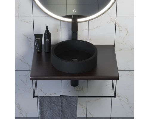 Комплект столешница для ванной Uperwood Tanos (с накладной раковиной Round и кронштейнами 60 см, бук темный)