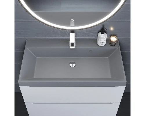 Раковина кварцевая для ванной Uperwood Classic Quartz (80 см, серая матовая, бетон)