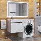 Тумба с раковиной под стиральную машину Uperwood Magenta (60/120 см, подвесная, белая/графит, выдвижной ящик, левая)