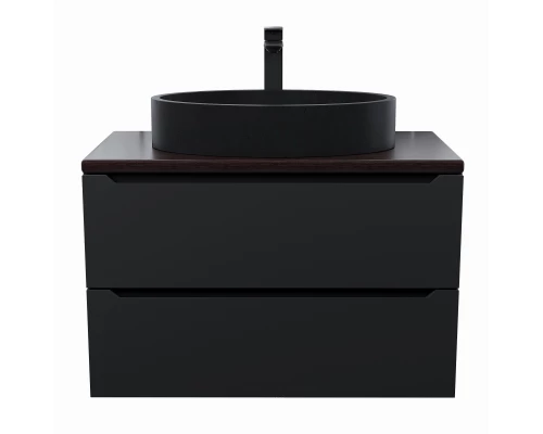 Комплект Тумба со столешницей для ванной Uperwood Tanos (80 см, черная/бук темный, с накладной раковиной Rome, цвет черный)