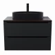 Комплект Тумба со столешницей для ванной Uperwood Tanos (80 см, черная/бук темный, с накладной раковиной Rome, цвет черный)