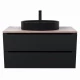 Комплект Тумба со столешницей для ванной Uperwood Tanos (100 см, черная/бук светлый, с накладной раковиной Rome, цвет черный)