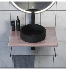 Комплект столешница для ванной Uperwood Tanos (с накладной раковиной Round и кронштейнами 60 см, бук светлый)