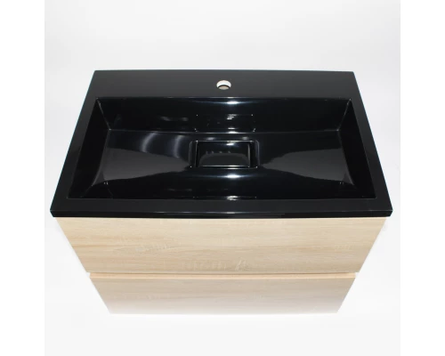 Раковина для ванной полувстраиваемая Uperwood Barsa, 60 см, прямоугольная, черная глянцевая