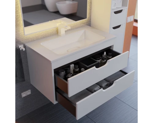 Тумба с раковиной для ванной Uperwood Modul (80 см, подвесная, матовая, белая/графит)