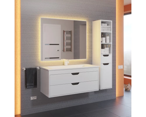 Тумба под раковину для ванной Uperwood Modul (100 см, подвесная, матовая, белая/графит)