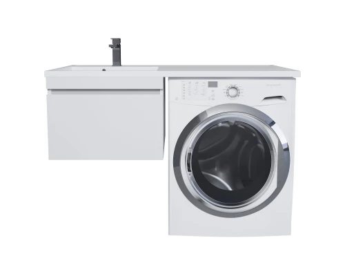 Тумба с раковиной под стиральную машину Uperwood Magenta (60/120 см, подвесная, белая, выдвижной ящик, левая)