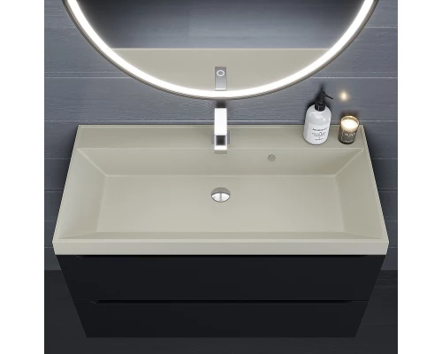 Раковина кварцевая для ванной Uperwood Classic Quartz (90 см, бежевая матовая, лён)