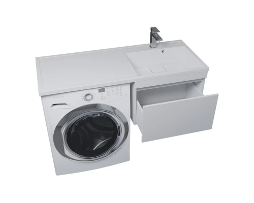 Тумба с раковиной под стиральную машину Uperwood Magenta (60/120 см, подвесная, белая, выдвижной ящик, правая)