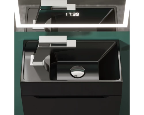 Раковина для ванной Uperwood Classic New 40 см, черная глянцевая, с накладкой для слива