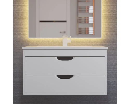 Тумба с раковиной для ванной Uperwood Modul (80 см, подвесная, матовая, белая/графит)