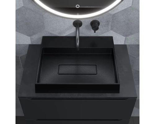 Раковина накладная кварцевая Uperwood Tanos Quartz 50 см, прямоугольная, без отверстия для смесителя, космос