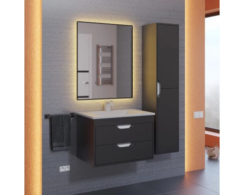 Тумба с раковиной для ванной Uperwood Modul (65 см, подвесная, матовая, черная)