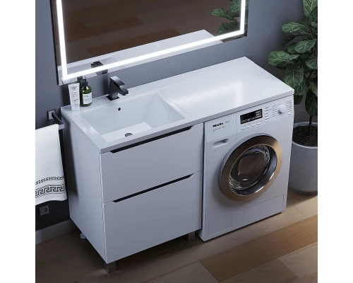 Тумба под стиральную машину Uperwood Tanos (60 см, напольная, белая/графит, 2 ящика)