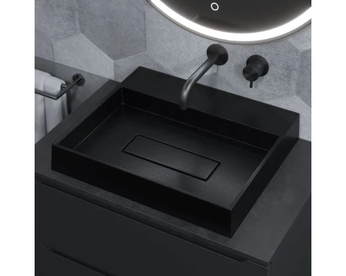 Раковина накладная кварцевая Uperwood Tanos Quartz 50 см, прямоугольная, без отверстия для смесителя, космос