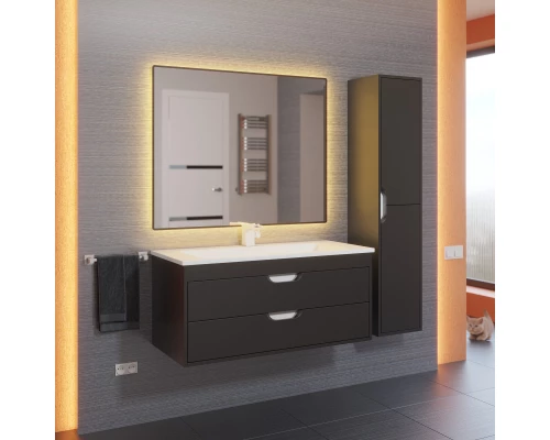 Тумба с раковиной для ванной Uperwood Modul (100 см, подвесная, матовая, черная)