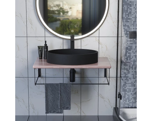 Комплект столешница для ванной Uperwood Tanos (с накладной раковиной Rome и кронштейнами 80 см, бук светлый)