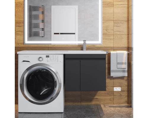 Тумба с раковиной под стиральную машину Uperwood Magenta (60/120 см, подвесная, черная, с дверцами, правая)