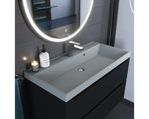 Раковина кварцевая для ванной Uperwood Classic Quartz (90 см, серая матовая, платина)