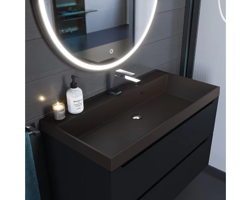 Раковина кварцевая для ванной Uperwood Classic Quartz (100 см, коричневая матовая, трюфель)