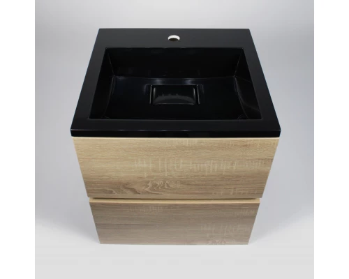 Раковина для ванной полувстраиваемая Uperwood Barsa, 50 см, прямоугольная, черная глянцевая