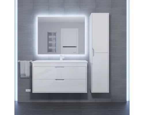 Тумба с раковиной для ванной Uperwood Modul (100 см, подвесная, глянцевая, белая)