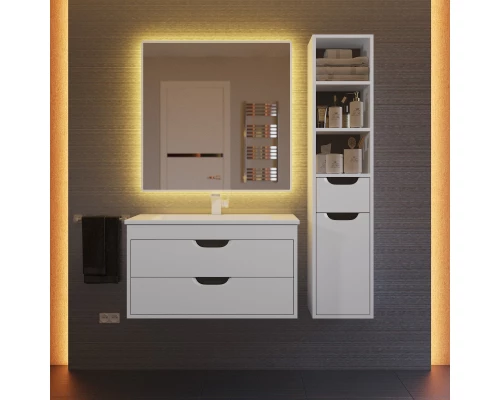 Тумба под раковину для ванной Uperwood Modul (80 см, подвесная, матовая, белая/графит)