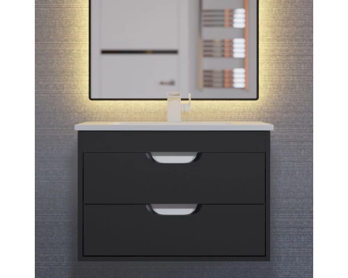 Тумба с раковиной для ванной Uperwood Modul (65 см, подвесная, матовая, черная)