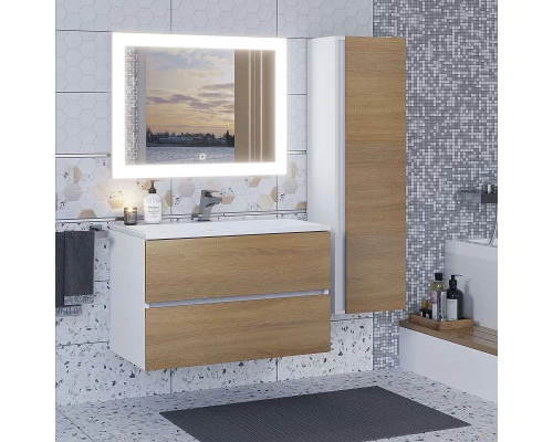 Шкаф-пенал для ванной Uperwood Barsa (35*28*120 см, подвесной, белый/дуб сонома)