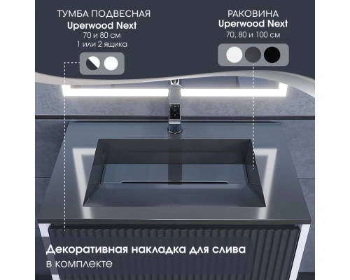 Раковина для ванной Uperwood Next Premium 80 см, серый глянец