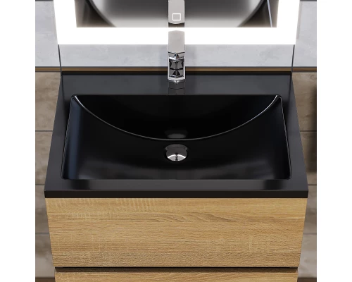 Раковина для ванной полувстраиваемая Uperwood Self 60 см, черная глянцевая