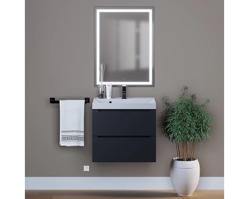 Тумба с раковиной для ванной Uperwood Tanos (60 см, подвесная, матовая, черная)