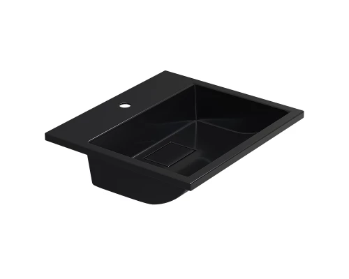 Раковина для ванной полувстраиваемая Uperwood Barsa, 50 см, прямоугольная, черная глянцевая