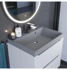 Раковина кварцевая для ванной Uperwood Classic Quartz (60 см, серая матовая, бетон)