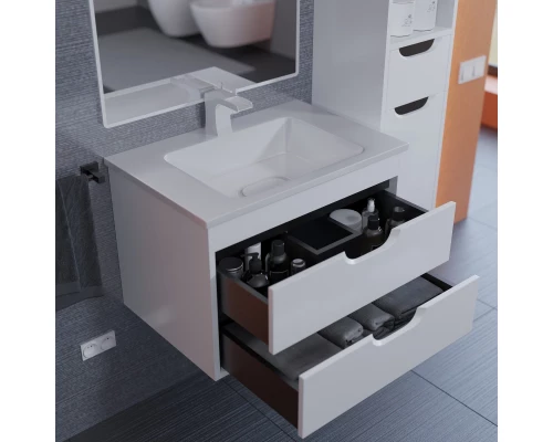 Тумба с раковиной для ванной Uperwood Modul (65 см, подвесная, матовая, белая/графит)