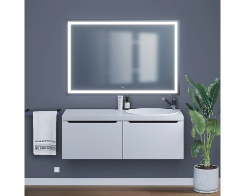 Тумба с раковиной для ванной комнаты Uperwood Tanos-Bruks (120 см, подвесная, правая, белая/графит)